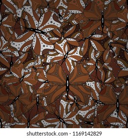 Vector. Seamless pattern with butterflies. Illustration in brown, white and black colors. Background for textile, fabric, print and invitation.