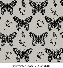 vector seamless pattern butterflies moths