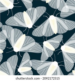 Vector seamless pattern of butterflies and moths,hand drawn picture