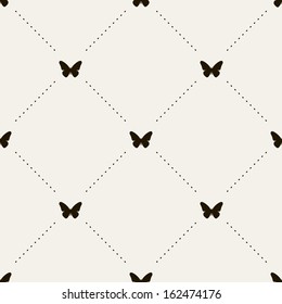 Vector seamless pattern with butterflies. Stylish graphic texture. Monochrome repeating print