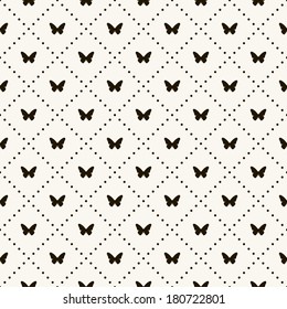 Vector seamless pattern with butterflies. Stylish graphic texture. Monochrome repeating background