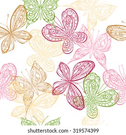 Vector seamless pattern with butterflies. Tender design.