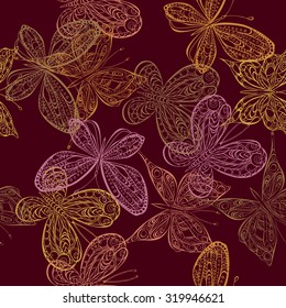 Vector seamless pattern with butterflies. Tender design.