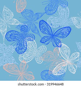 Vector seamless pattern with butterflies. Tender design.