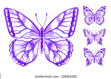 Vector seamless pattern with butterflies in white background. Abstract hand-drawn pattern for your design wallpapers, pattern fills, web page backgrounds, surface textures.