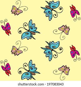 vector  seamless pattern butterfly