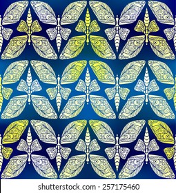 Vector seamless pattern with butterfly. Abstract seamless butterfly ornament.