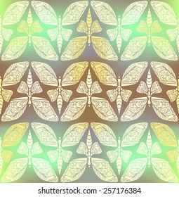 Vector seamless pattern with butterfly. Abstract seamless butterfly ornament.