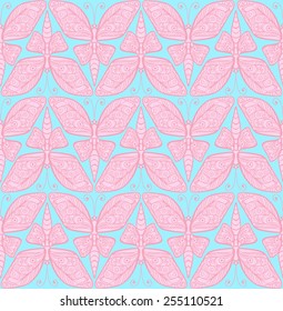 Vector seamless pattern with butterfly.  Baby colour seamless ornament.