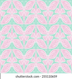 Vector seamless pattern with butterfly. Baby colour seamless ornament.