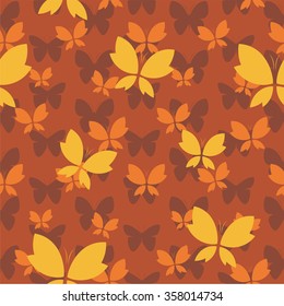 Vector seamless pattern with butterfly on brown background. wallpaper