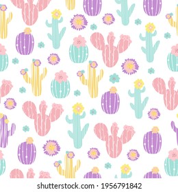 vector seamless pattern with cacti