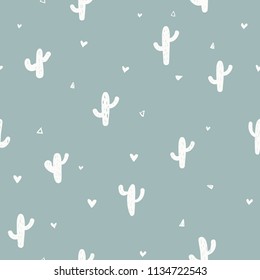 Vector seamless pattern with cactus. 