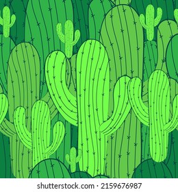 Vector seamless pattern with cactus