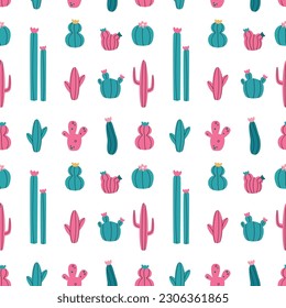 Vector seamless pattern with cactus