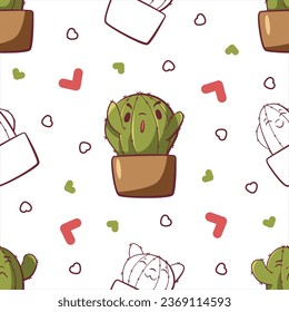 Vector seamless pattern with cactus.
