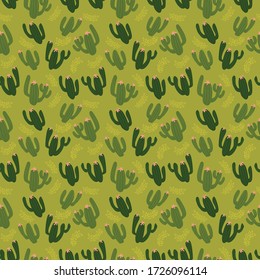 Vector seamless pattern with cactus. pattern background with green cacti