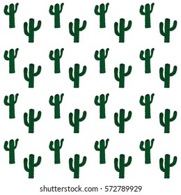 Vector seamless pattern with cactus. Hand-drawn background.Design for T-shirt, textile and prints.