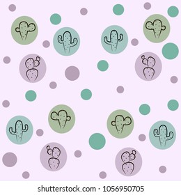 Vector seamless pattern with cactus. Vector illustration. House plants.