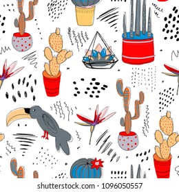 Vector seamless pattern with cactuses