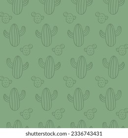 Vector seamless pattern with cactus.Tropical jungle cartoon leaf.Pastel plant background.Cute natural pattern for fabric, childrens clothing,textiles,wrapping paper.