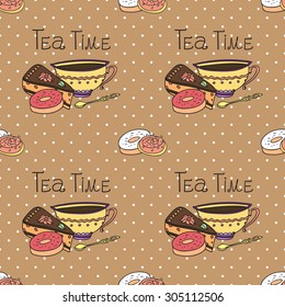 Vector seamless pattern with cakes