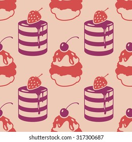 vector seamless pattern with cakes