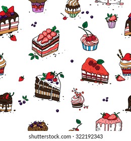 Vector seamless pattern with cakes.
