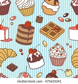 Vector seamless pattern with cakes