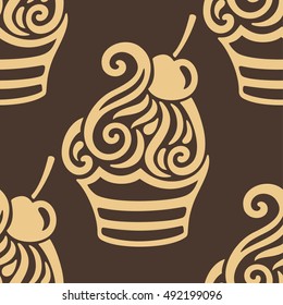 Vector seamless pattern with cakes
