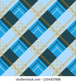 vector seamless pattern Caledonia Scottish tartan, black, white, blue yellow, green red eps10