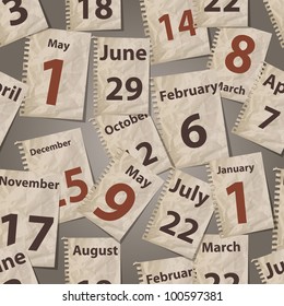 vector seamless pattern with calendar torn away sheets can be used separately as scrapbook design elements, gradient mesh