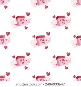 Vector seamless pattern with calendar for wedding and Valentine’s Day 