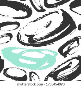 Vector seamless pattern with calligraphic brush strokes. Minimal Hand drawn elements. Good for wrapping paper, wedding card, birthday invitation, pattern fill, wallpaper