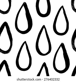 Vector seamless pattern with calligraphic brush stroke rain drops. Scandinavian style concept print. Good for wedding card, birthday invitation, pattern fills, fashion fabric print, poster, wallpaper