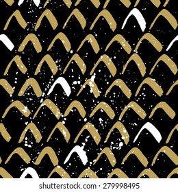 Vector seamless pattern with calligraphic brush stroke boomerangs. Scandinavian hand drawn texture. Good for wedding card, birthday invitation, web page background, fabric print, wrapping paper.