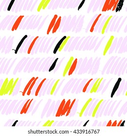 Vector seamless pattern with calligraphic brush strokes. Scandinavian style.