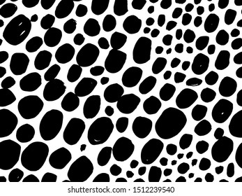 Vector seamless pattern with calligraphic hand drawn brush strokes, dots and dash.  Black and white, monochrome. Good for wrapping paper, invitation card, pattern fill, wallpaper, video blog corer