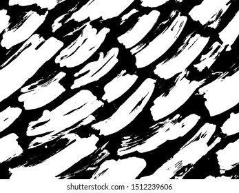 Vector seamless pattern with calligraphic hand drawn brush strokes, dots and dash.  Black and white, monochrome. Good for wrapping paper, invitation card, pattern fill, wallpaper, video blog corer