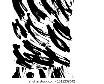 Vector seamless pattern with calligraphic hand drawn brush strokes, dots and dash.  Black and white, monochrome. Good for wrapping paper, invitation card, pattern fill, wallpaper, video blog corer