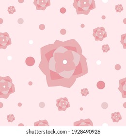 Patrón vectorial sin fisuras con camellias y círculos sobre un delicado fondo rosado. Diseño moderno para papel, cubierta, tela, decoración interior y otros usuarios.