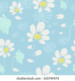 Vector seamless pattern with camomile. EPS 10