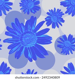 Vector - seamless pattern of camomile and polka dot.