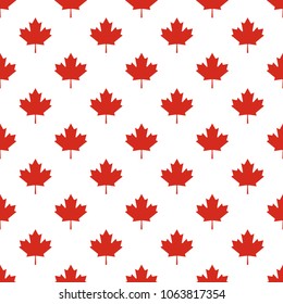 Vector seamless pattern of Canada country flag symbol maple leaf.