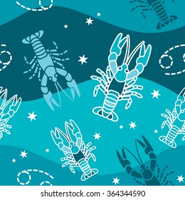 Vector seamless pattern with Cancer astrology symbols
