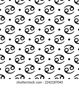 Vector seamless pattern with Cancer, zodiac sign. Simple design for wrappings, textile, wallpaper and backgrounds.