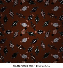 Vector seamless pattern with candy in brown, black and gray. Sweet for textile, cards, web design: delicious realistic seamles background: graphic fantastic candy.