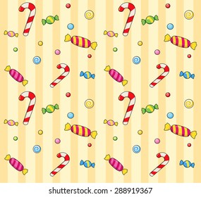 Vector seamless pattern of candy striped background.
