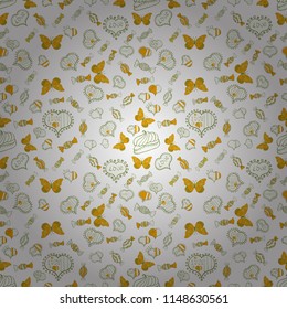 Vector seamless pattern with candy in white, neutral and yellow. Sweet for textile, cards, web design: delicious realistic seamles background: graphic fantastic candy.