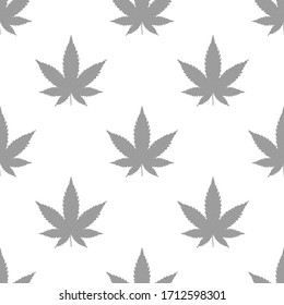 Patrón vectorial sin fisuras con hojas de cannabis. Diseño de ganja digital en color negro sobre fondo claro. Concepto mínimo de aceite monocromo CBD.